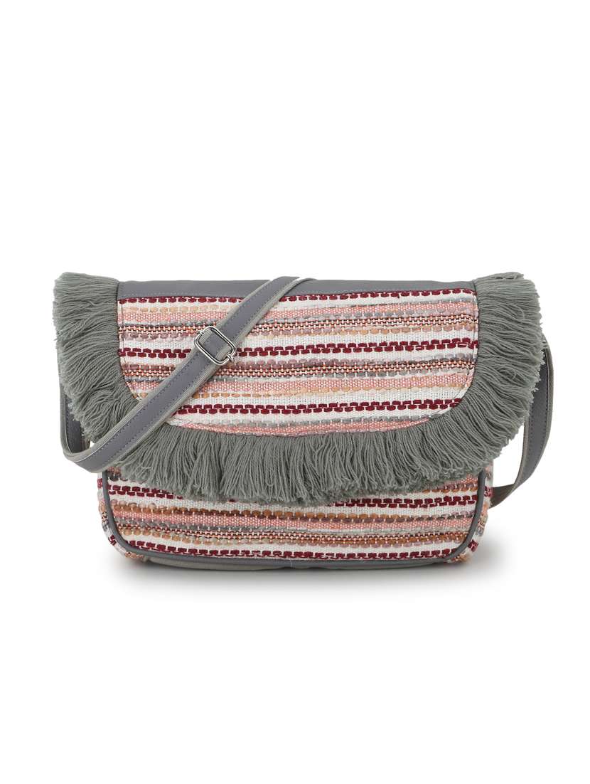 grey stripes regular sling bag - 19088722 -  Zoom Image - 0