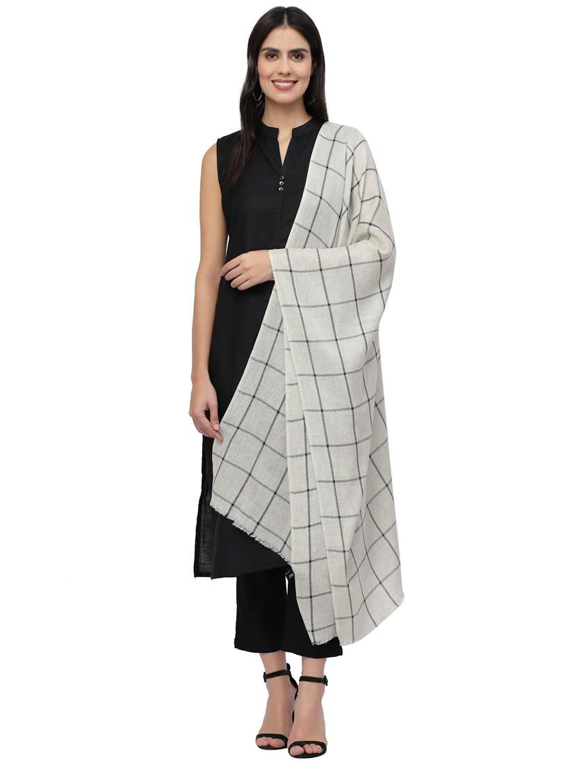 women's checks print stole - 19088899 - Standard Image - 1