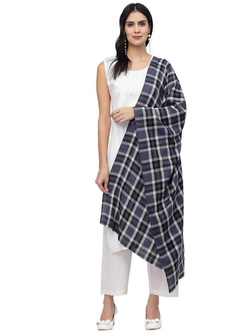 women's checks print stole - 19088900 -  Standard Image - 1