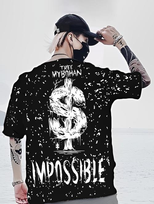 men black oversized front & back printed t-shirt - 19088907 -  Standard Image - 0