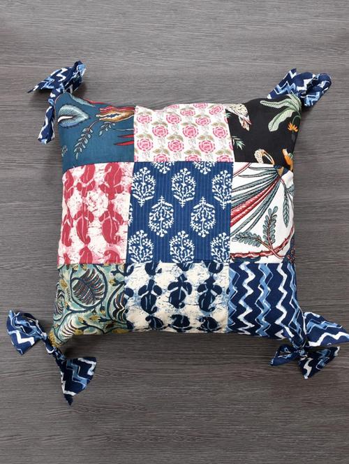 indhome life pure cotton 16x16 inches reversible decorative tassels patch work cushion  - 19088984 -  Standard Image - 0