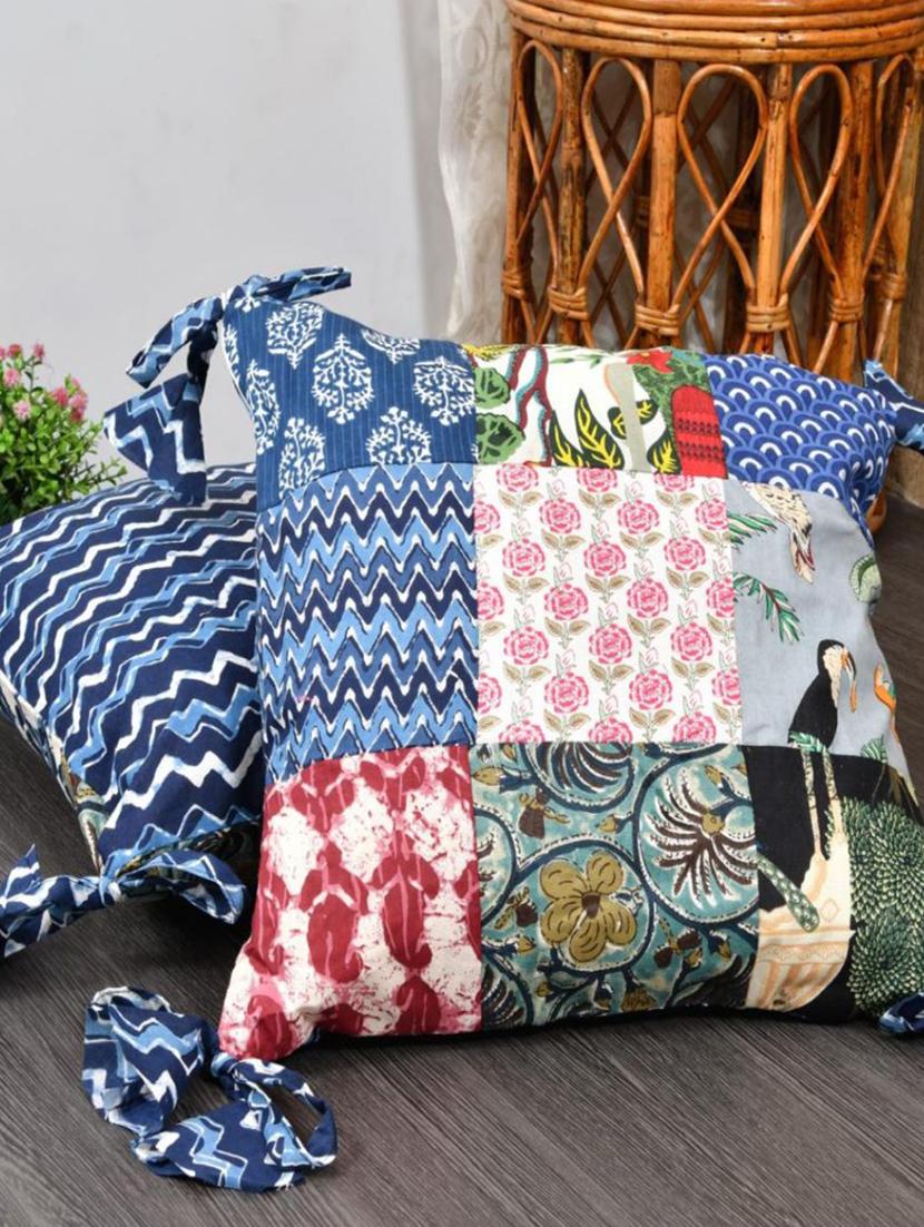 indhome life pure cotton 16x16inches reversible decorative tassels patch work cushion  - 19088985 -  Zoom Image - 0