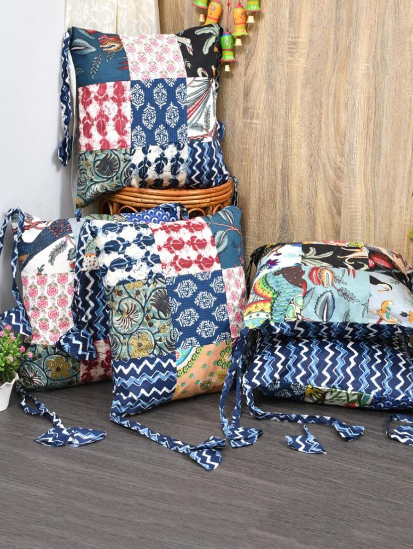 indhome life pure cotton 16x16inches reversible decorative tassels patch work cushion 