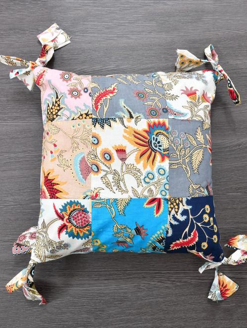 indhome life pure cotton 16x16inches reversible decorative tassels patch work cushion - 19088988 - Standard Image - 0
