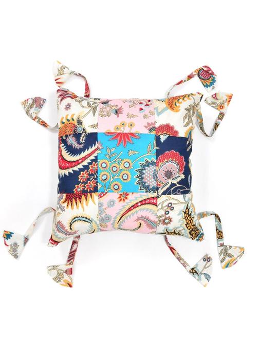 indhome life pure cotton 16x16inches reversible decorative tassels patch work cushion - 19088990 - Standard Image - 0