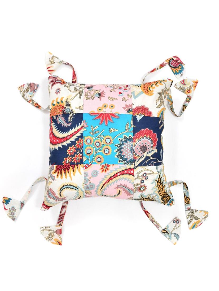 indhome life pure cotton 16x16inches reversible decorative tassels patch work cushion - 19088990 - Zoom Image - 0