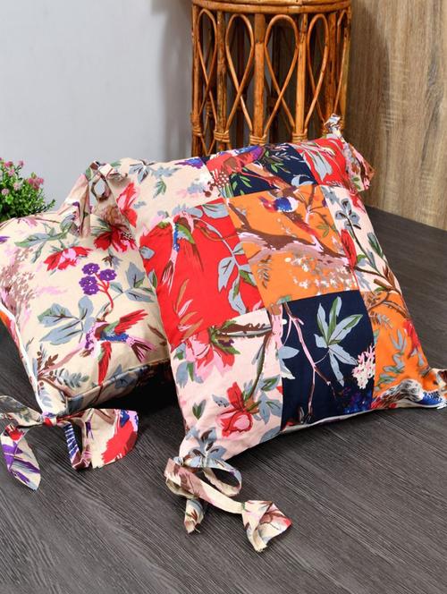 indhome life pure cotton 16x16inches reversible decorative tassels patch work cushion  - 19088993 -  Standard Image - 0