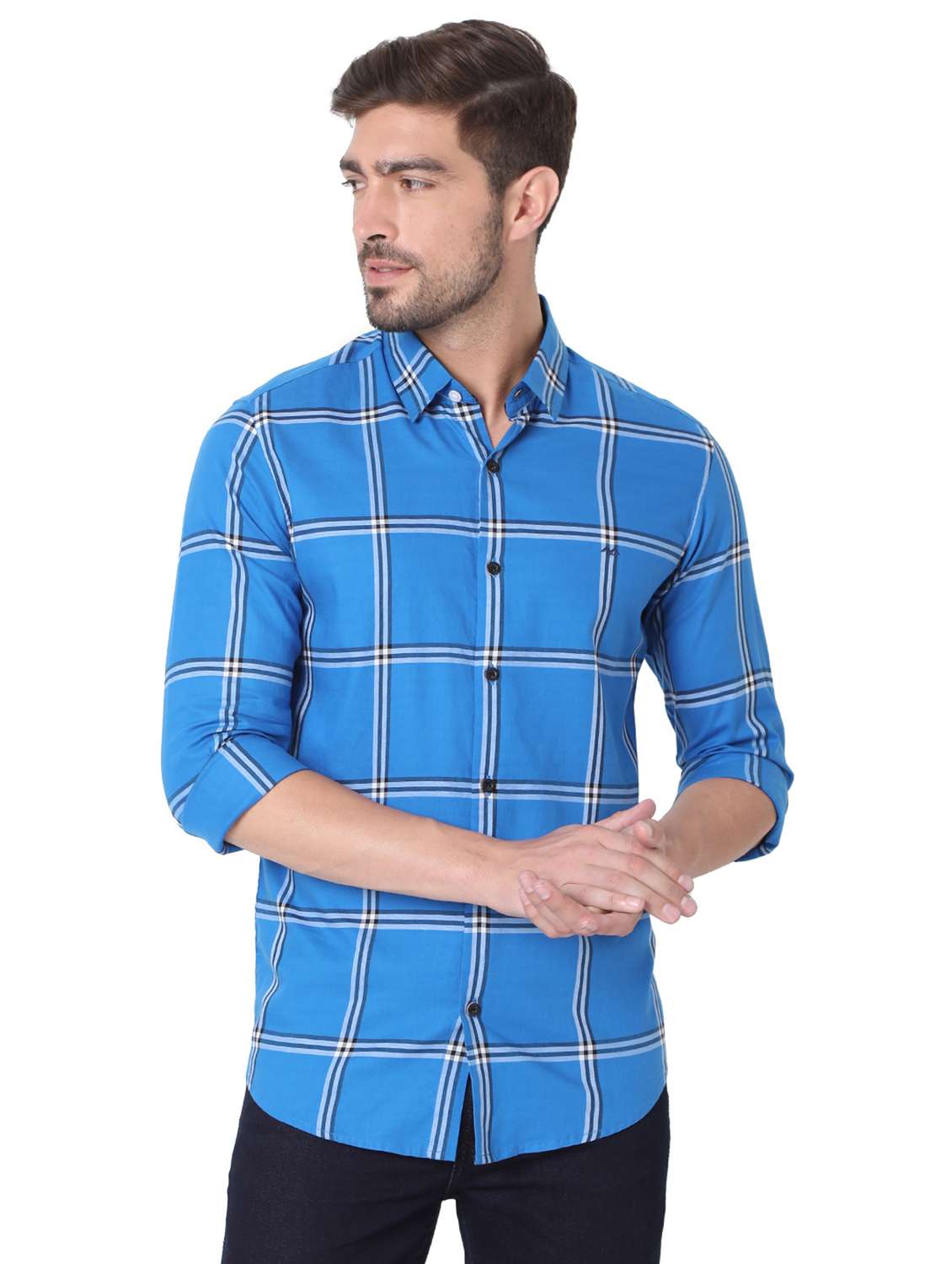 blue cotton casual shirt