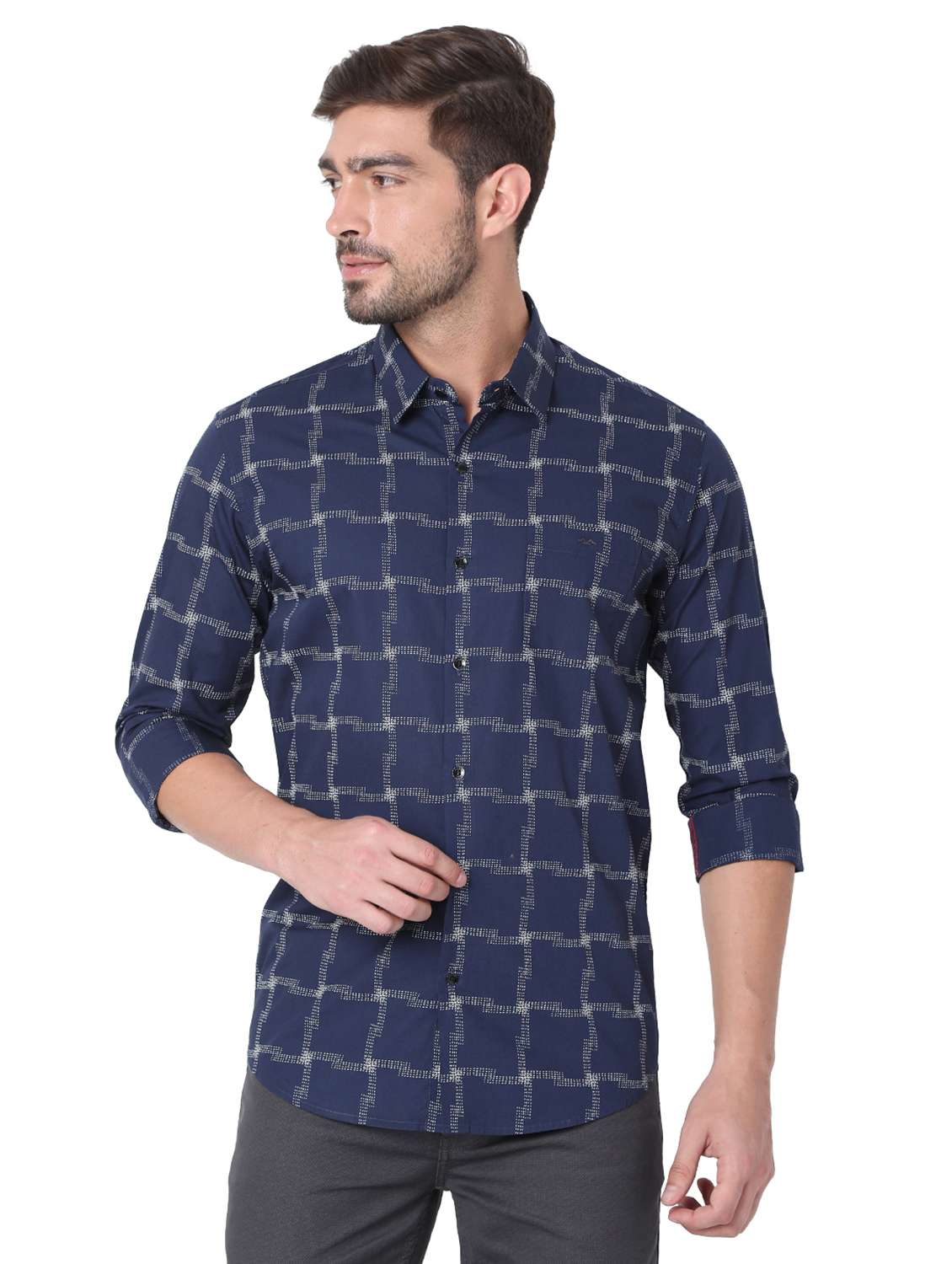 blue cotton casual shirt