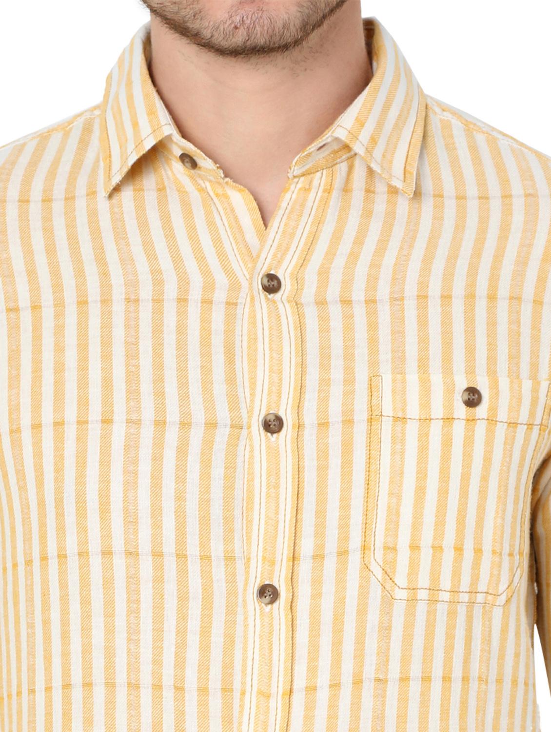 yellow cotton casual shirt - 19100296 - Standard Image - 4