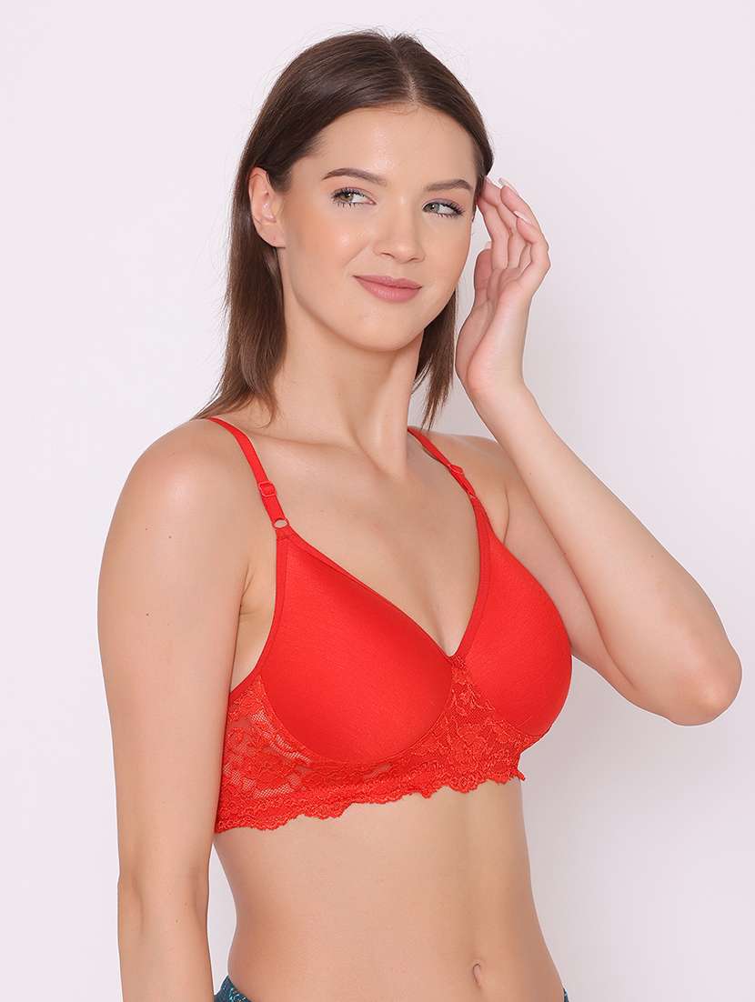 red cotton regular bra - 19100672 -  Standard Image - 4