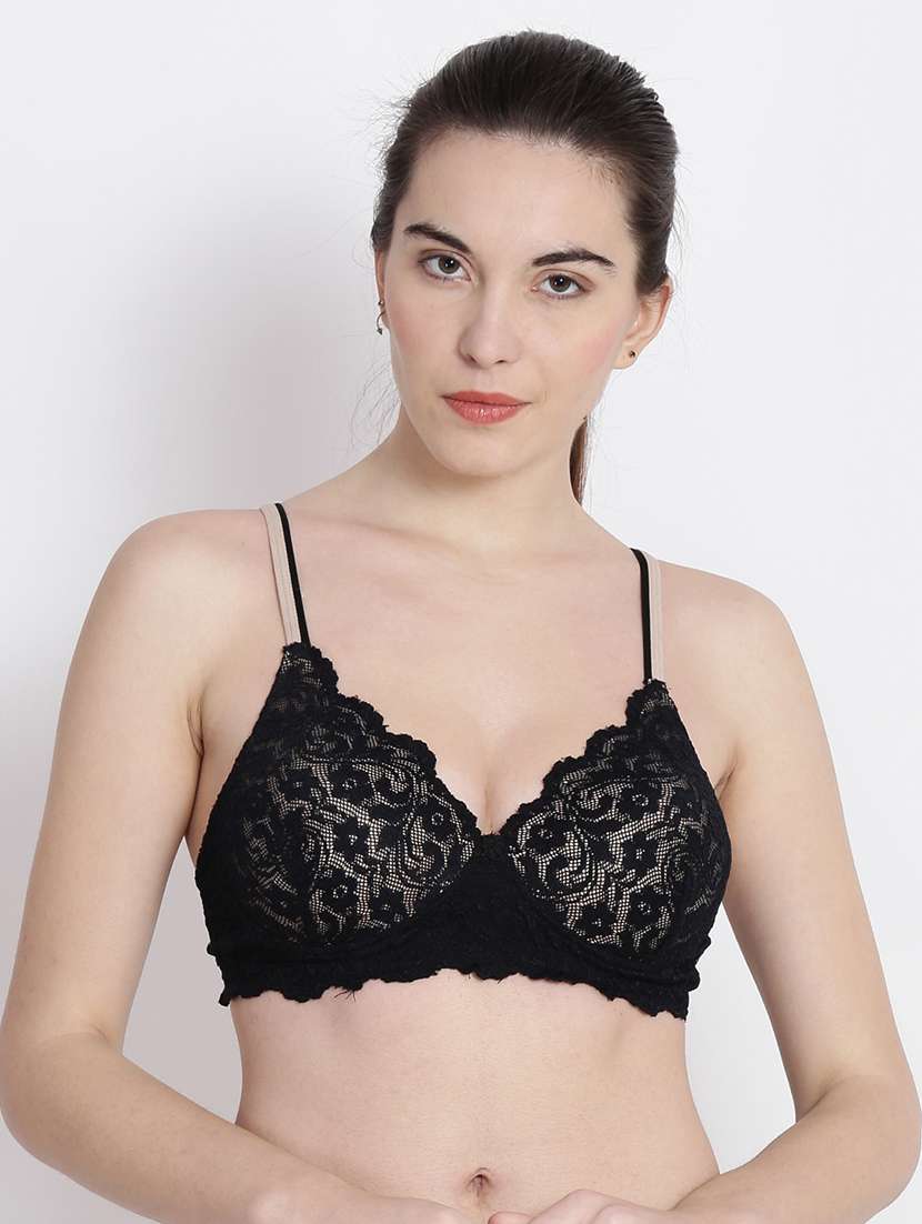 black laced push up bra