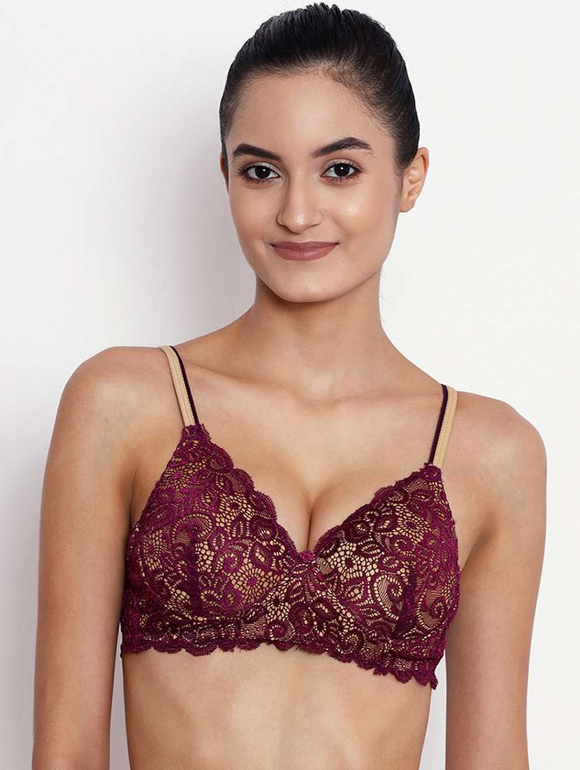 purple laced push up bra