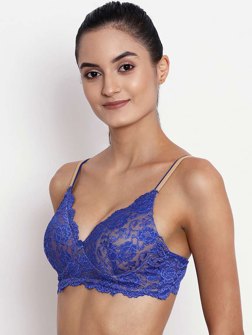 blue laced push up bra - 19100707 -  Standard Image - 1