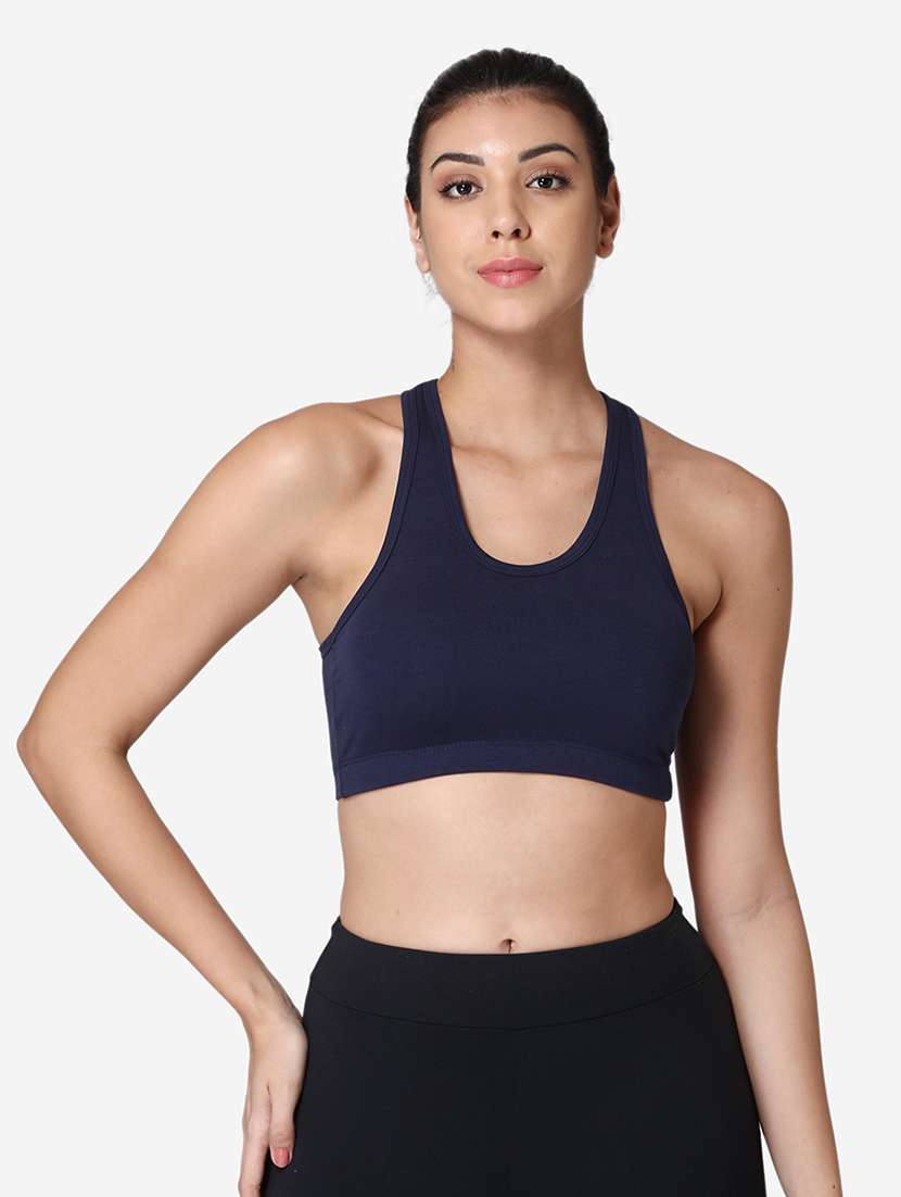 blue cotton sports bra