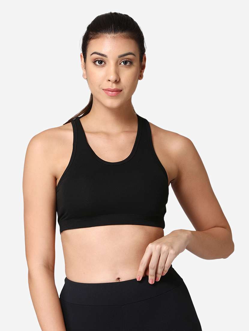 black cotton sports bra