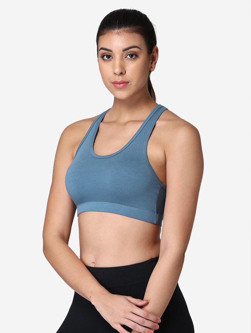 blue cotton sports bra - 19100715 -  Standard Image - 1