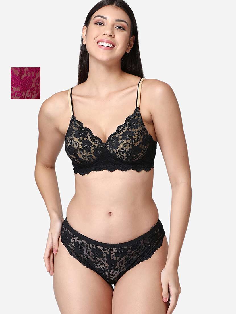 pack of 2 laced bra and panty set