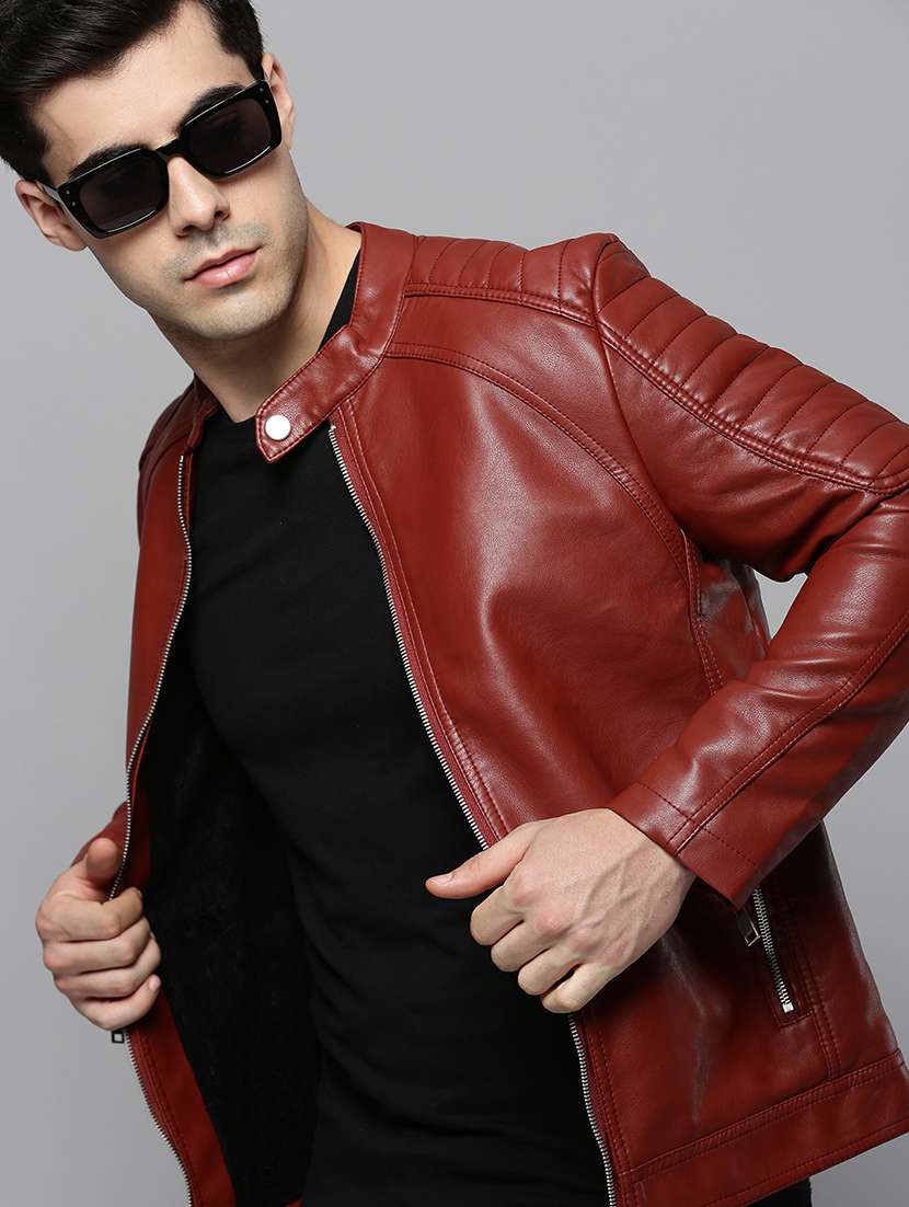 orange leather casual jacket - 19101539 -  Standard Image - 1