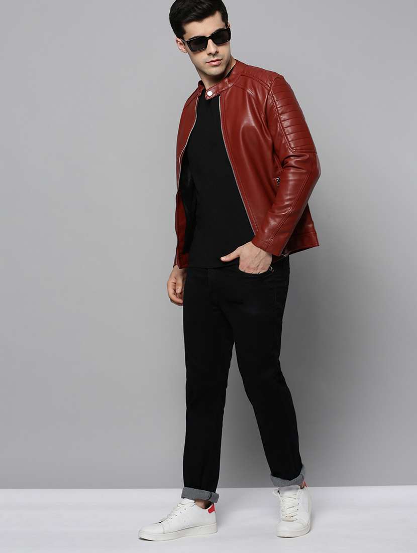 orange leather casual jacket - 19101539 -  Standard Image - 4