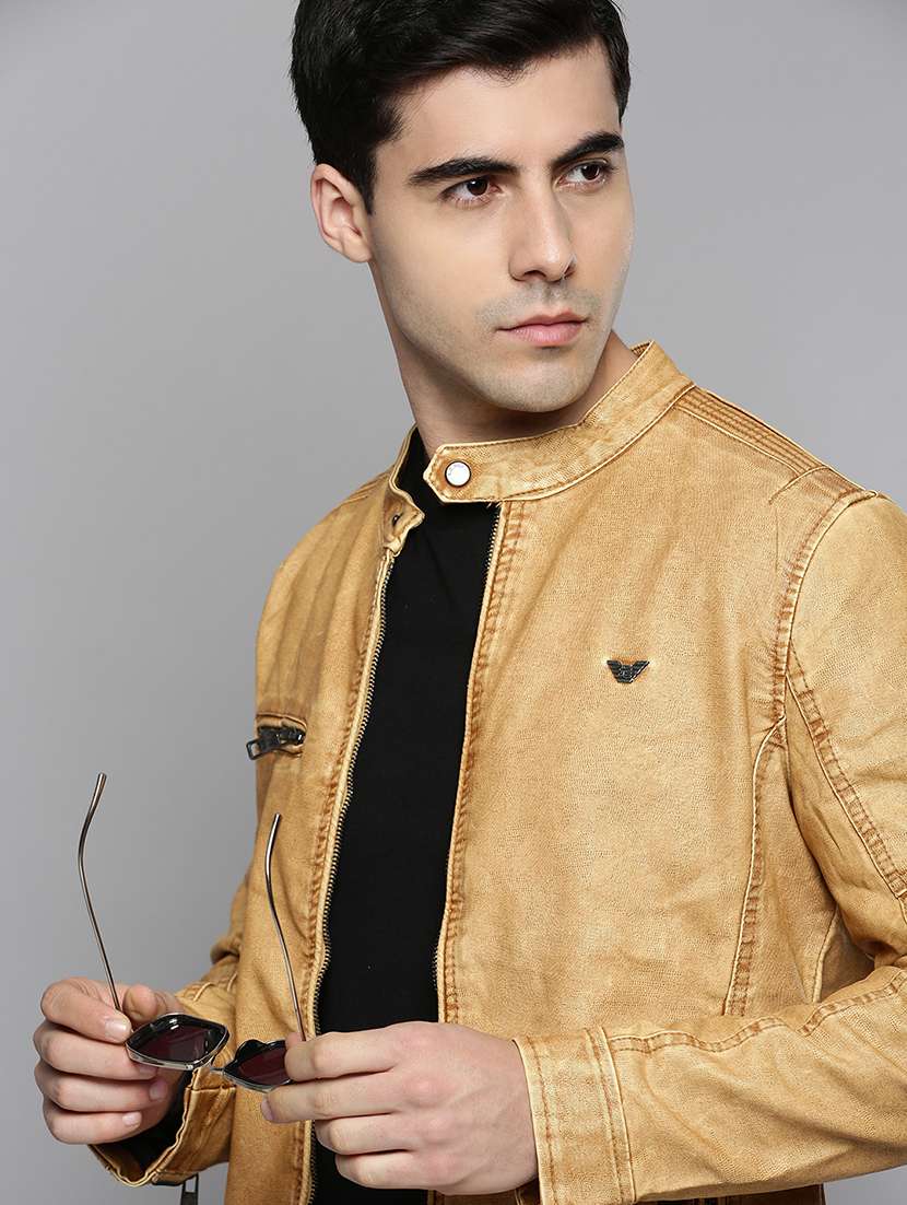 beige leather casual jacket - 19101565 -  Standard Image - 1