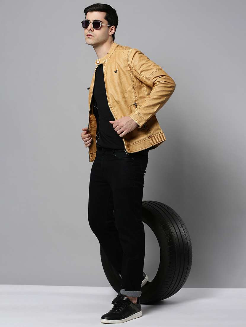 beige leather casual jacket - 19101565 -  Standard Image - 4