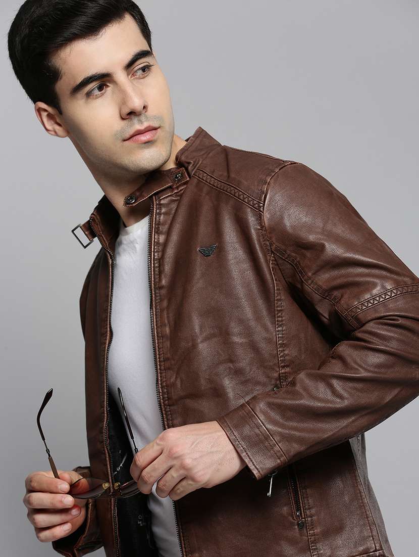 brown leather casual jacket - 19101567 -  Standard Image - 1