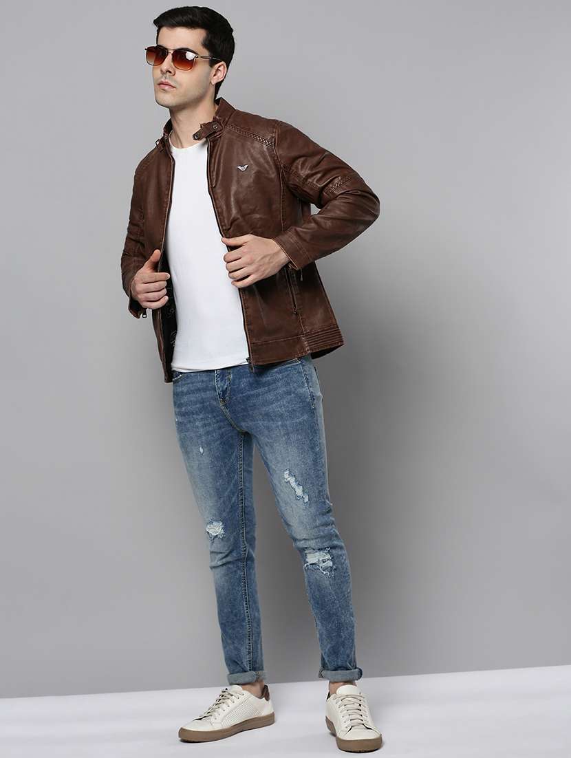 brown leather casual jacket - 19101567 -  Standard Image - 4