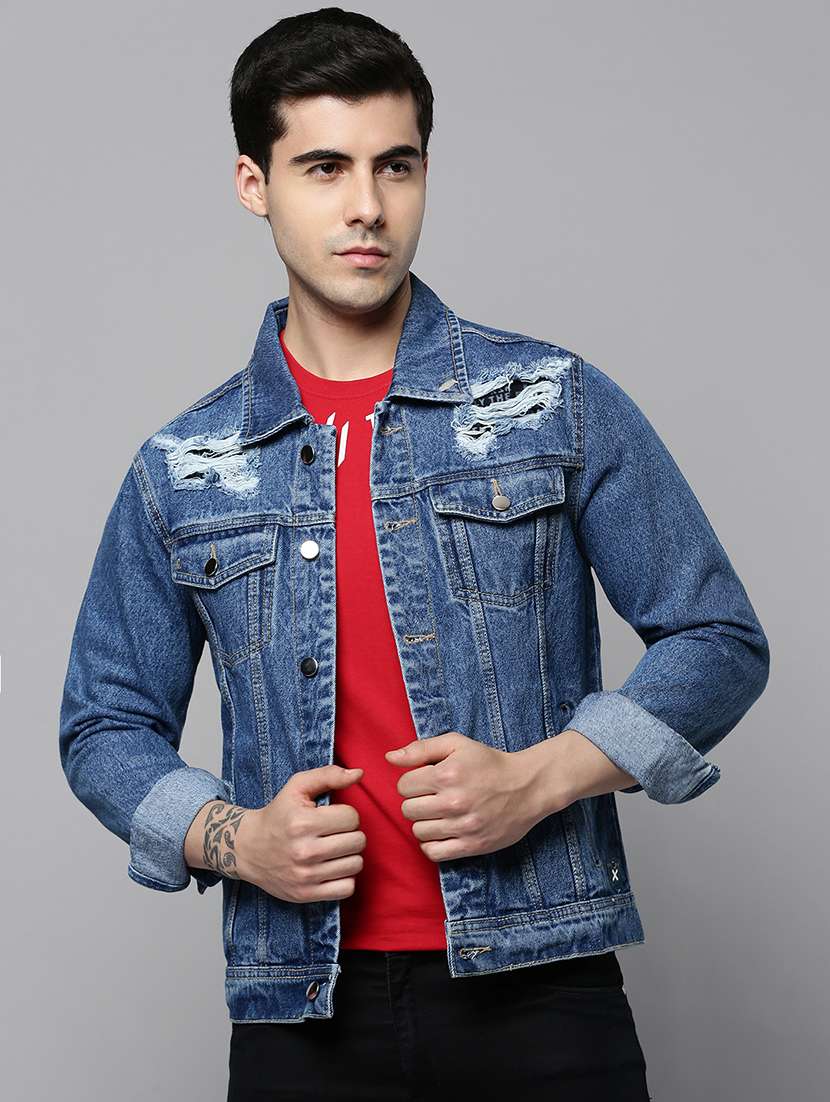 blue rugged denim jacket