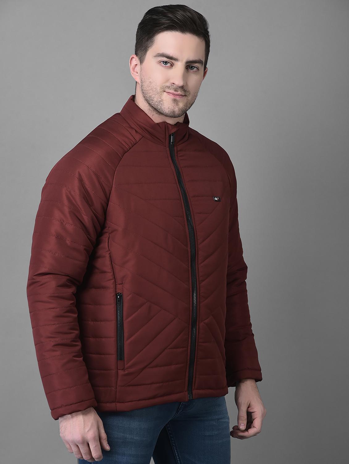 men maroon solid long sleeve quilted jacket - 19102191 - Standard Image - 1
