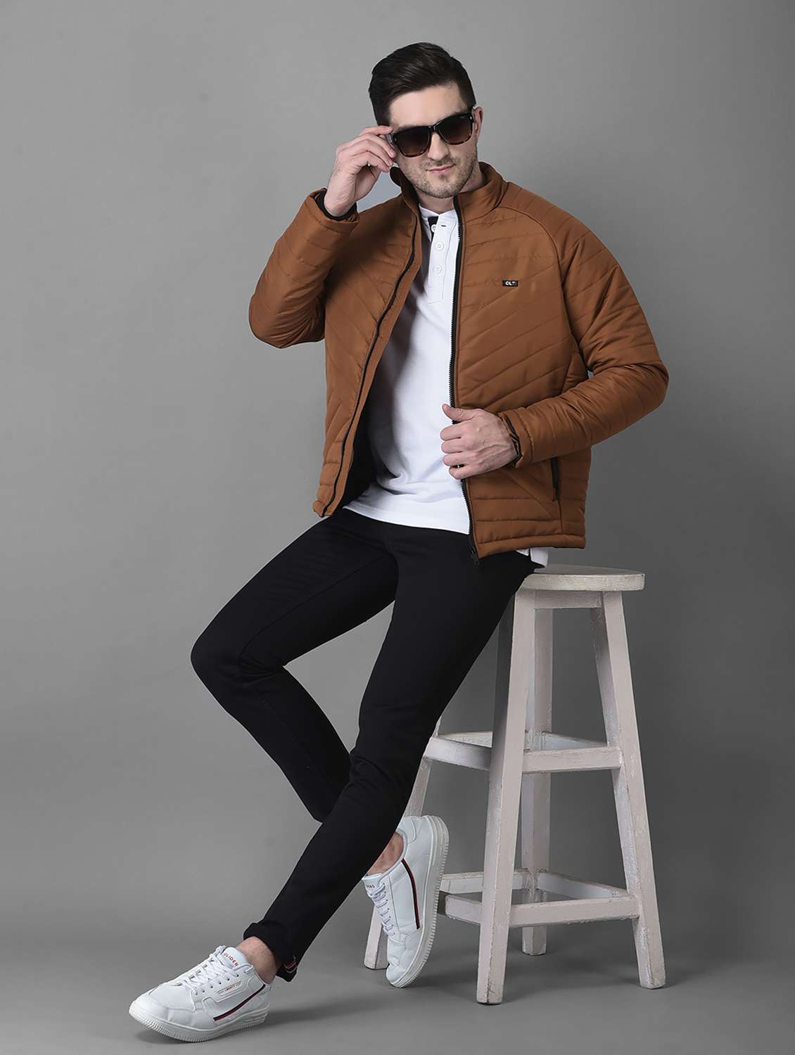 men brown solid long sleeve quilted jacket - 19102192 - Standard Image - 4