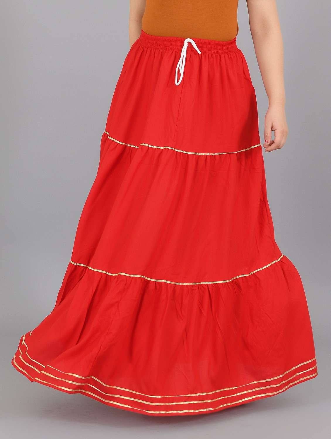 red solid flared skirt - 19103009 -  Standard Image - 1