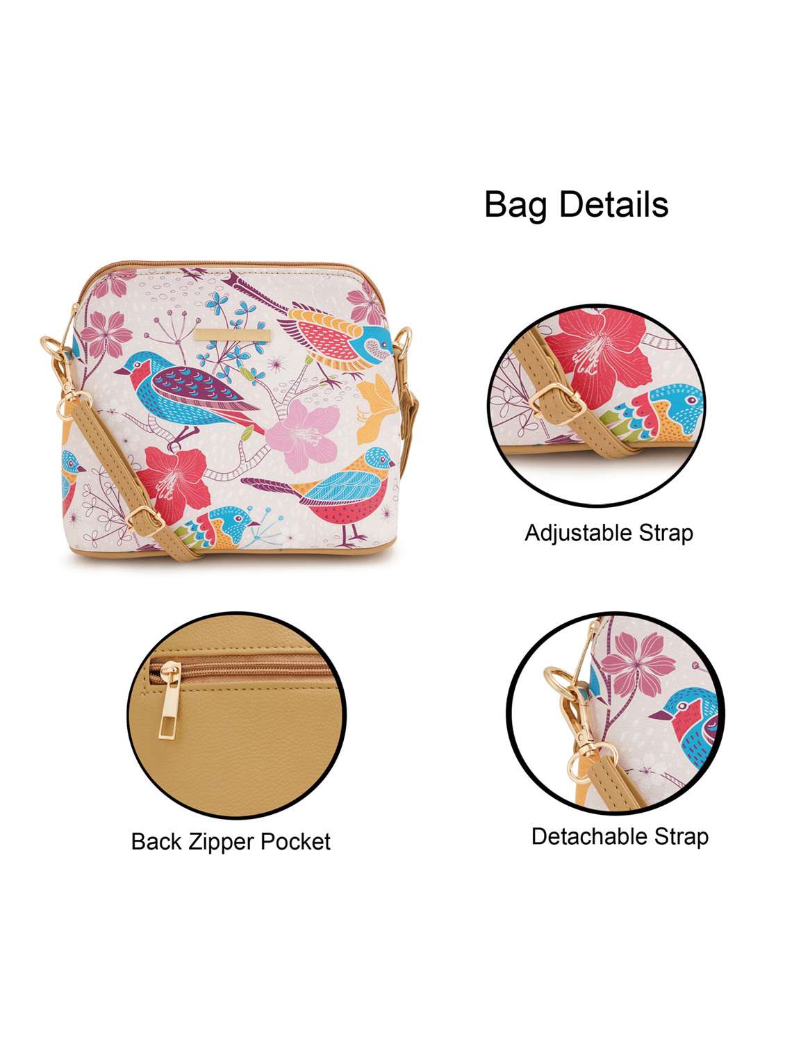 beige leatherette (pu) sling bag - 19108468 - Standard Image - 6
