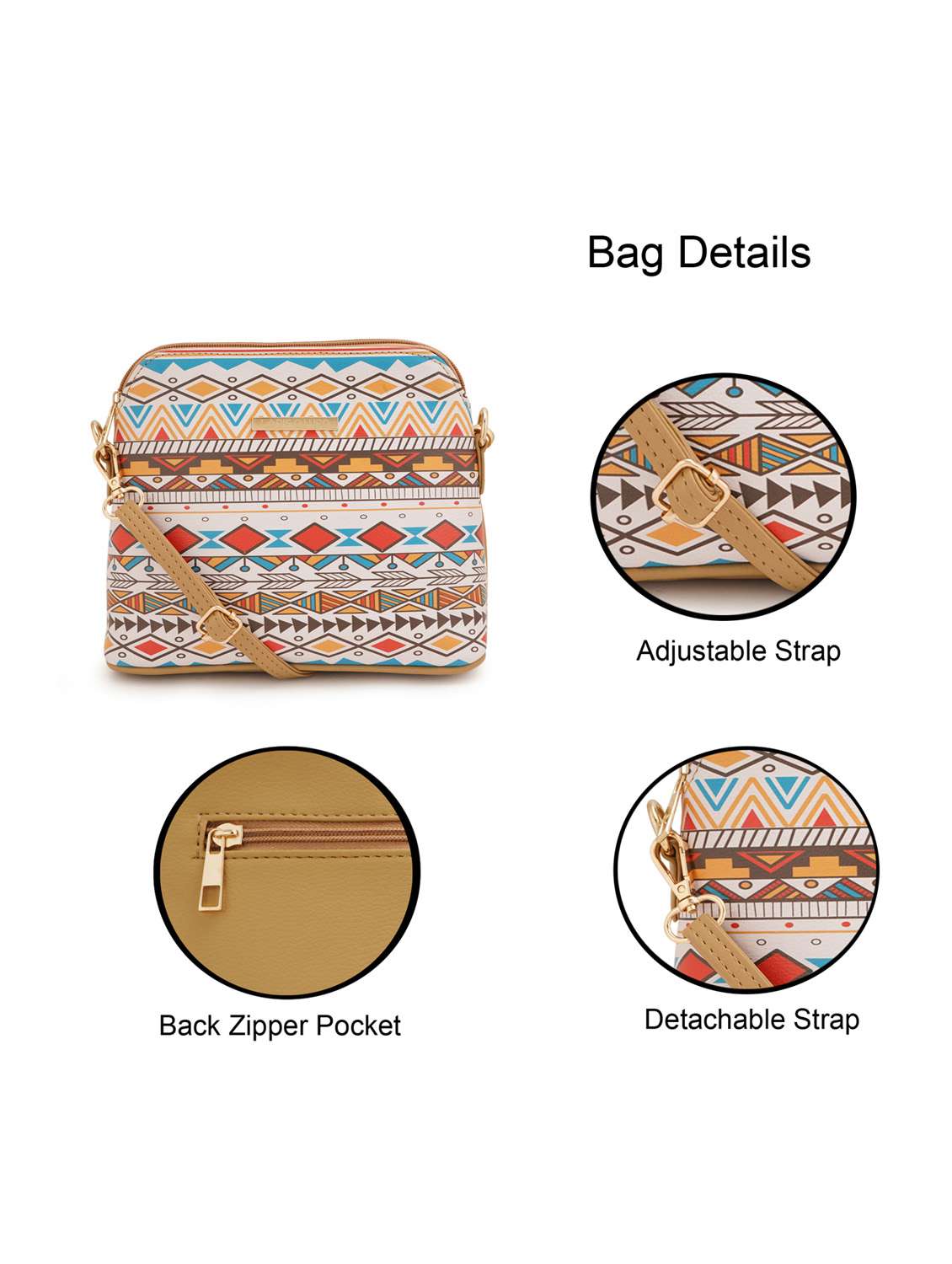 beige leatherette (pu) sling bag - 19108471 - Standard Image - 6