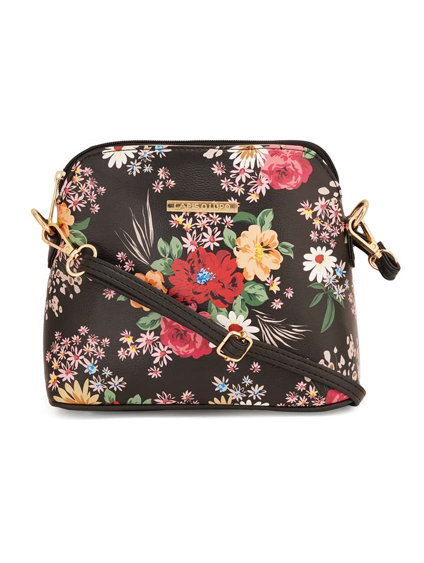 black leatherette (pu) sling bag