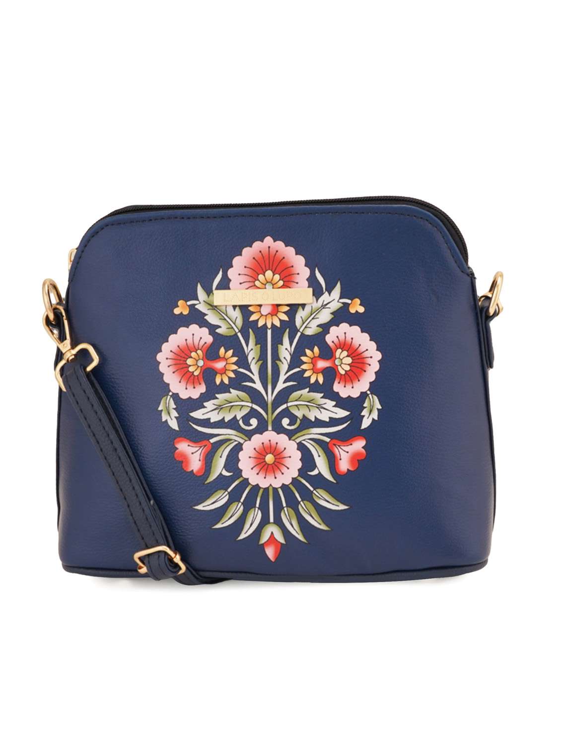 blue leatherette (pu) sling bag