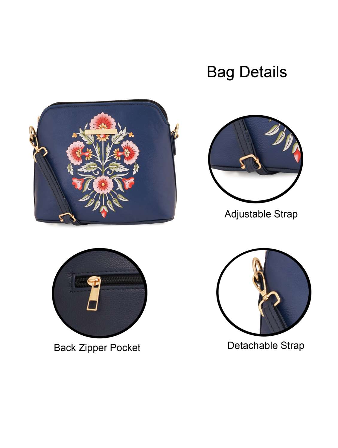 blue leatherette (pu) sling bag - 19108492 - Standard Image - 6