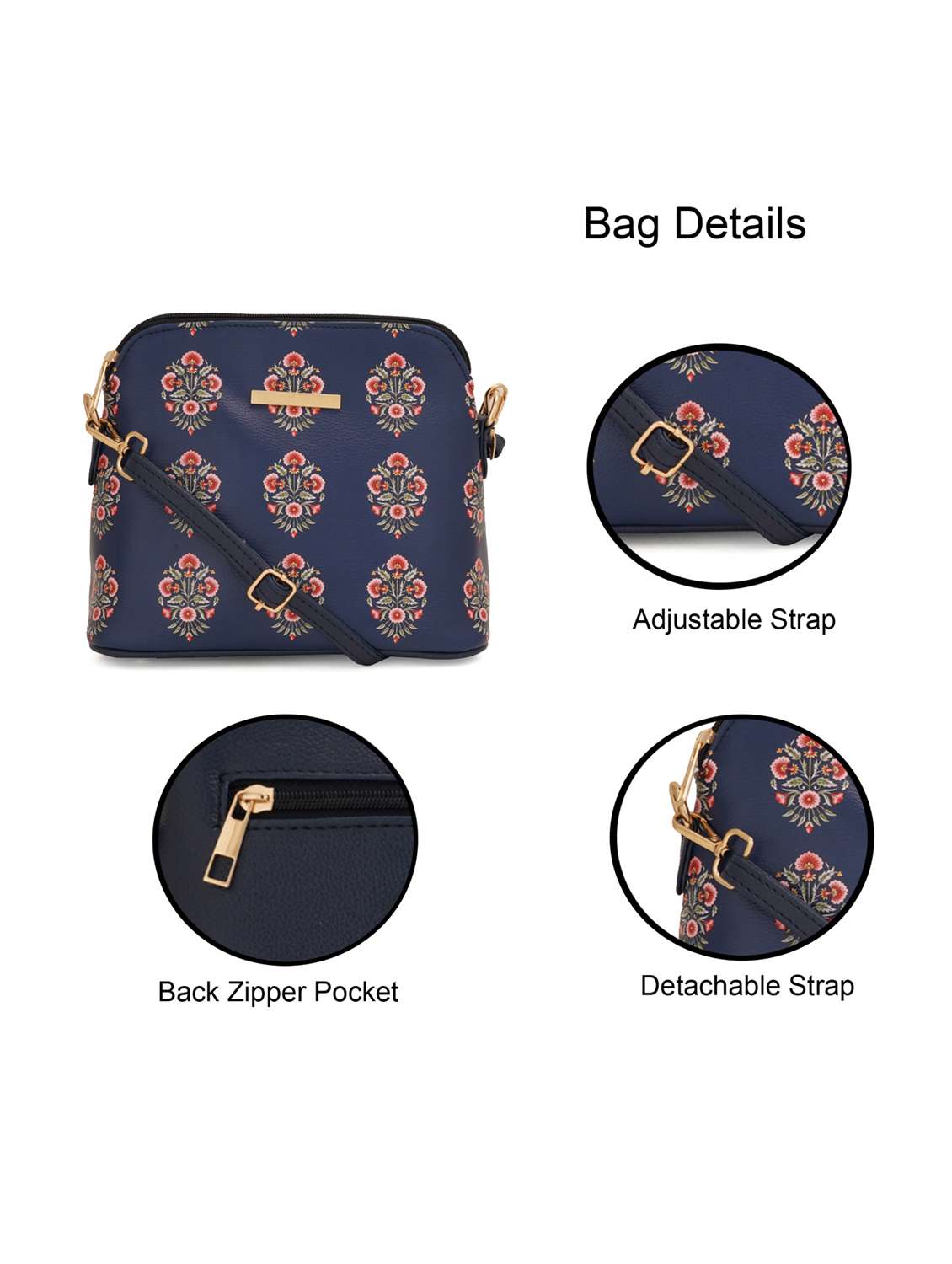 blue leatherette (pu) sling bag - 19108493 - Standard Image - 6
