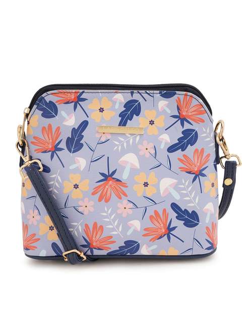 blue coloured leatherette (pu) regular sling bag - 19108496 - Standard Image - 0