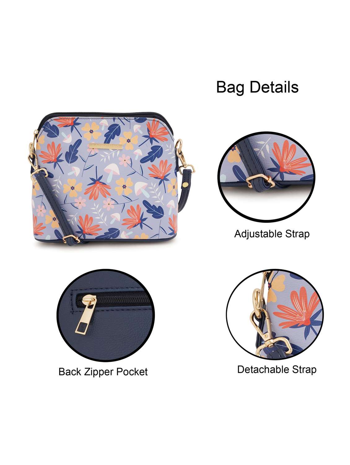 blue coloured leatherette (pu) regular sling bag - 19108496 - Standard Image - 6