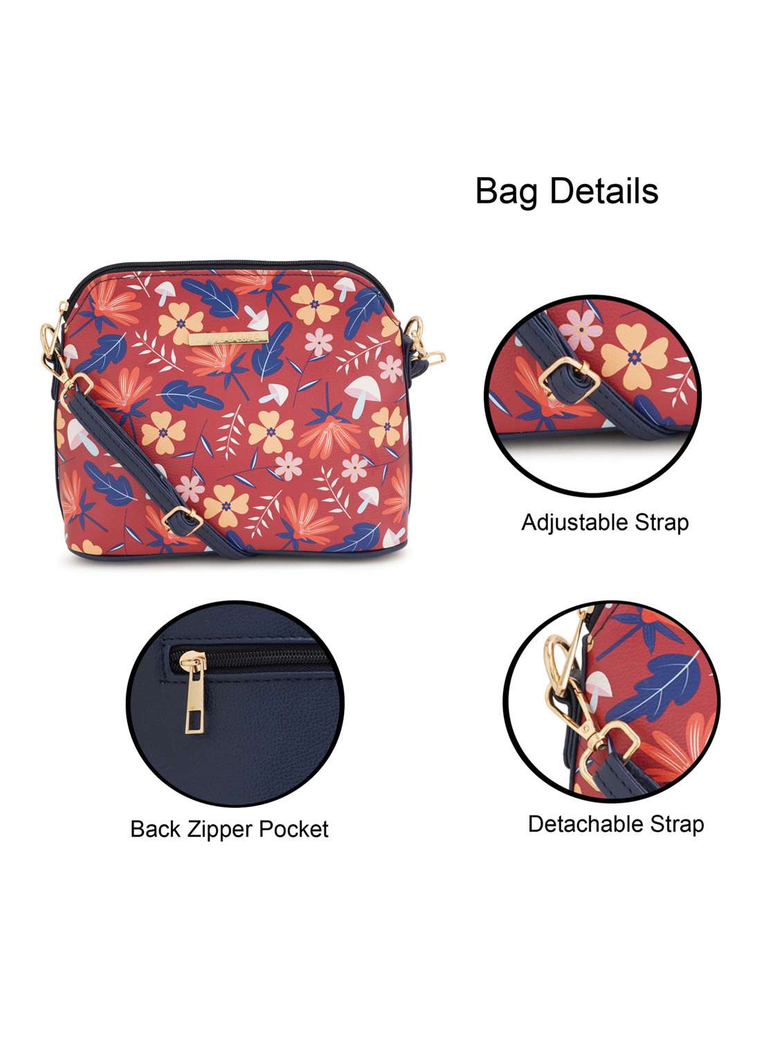 blue coloured leatherette (pu) regular sling bag - 19108499 - Standard Image - 6