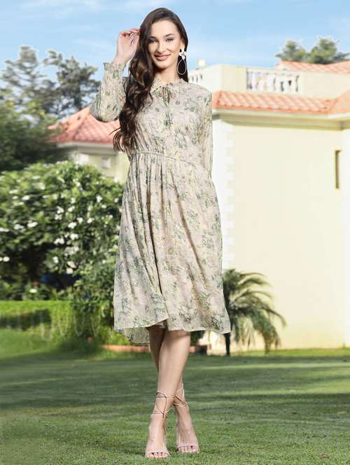 women's fit & flare floral dress - 19108907 - Standard Image - 0