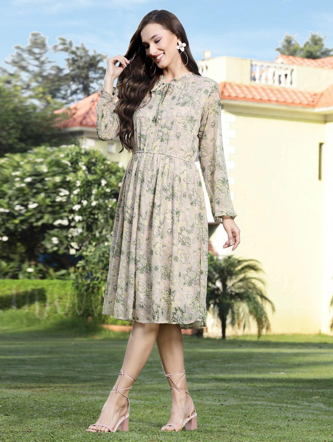 women's fit & flare floral dress - 19108907 - Standard Image - 1