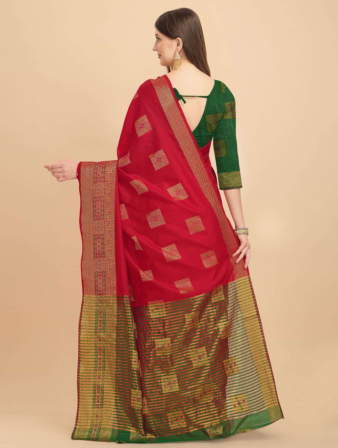self design woven saree with blouse - 19109743 -  Standard Image - 4