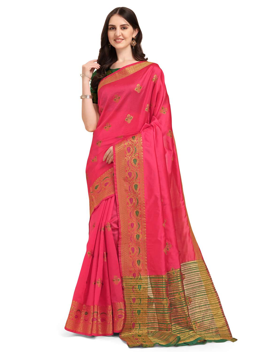 self design woven saree with blouse - 19109775 - Standard Image - 1