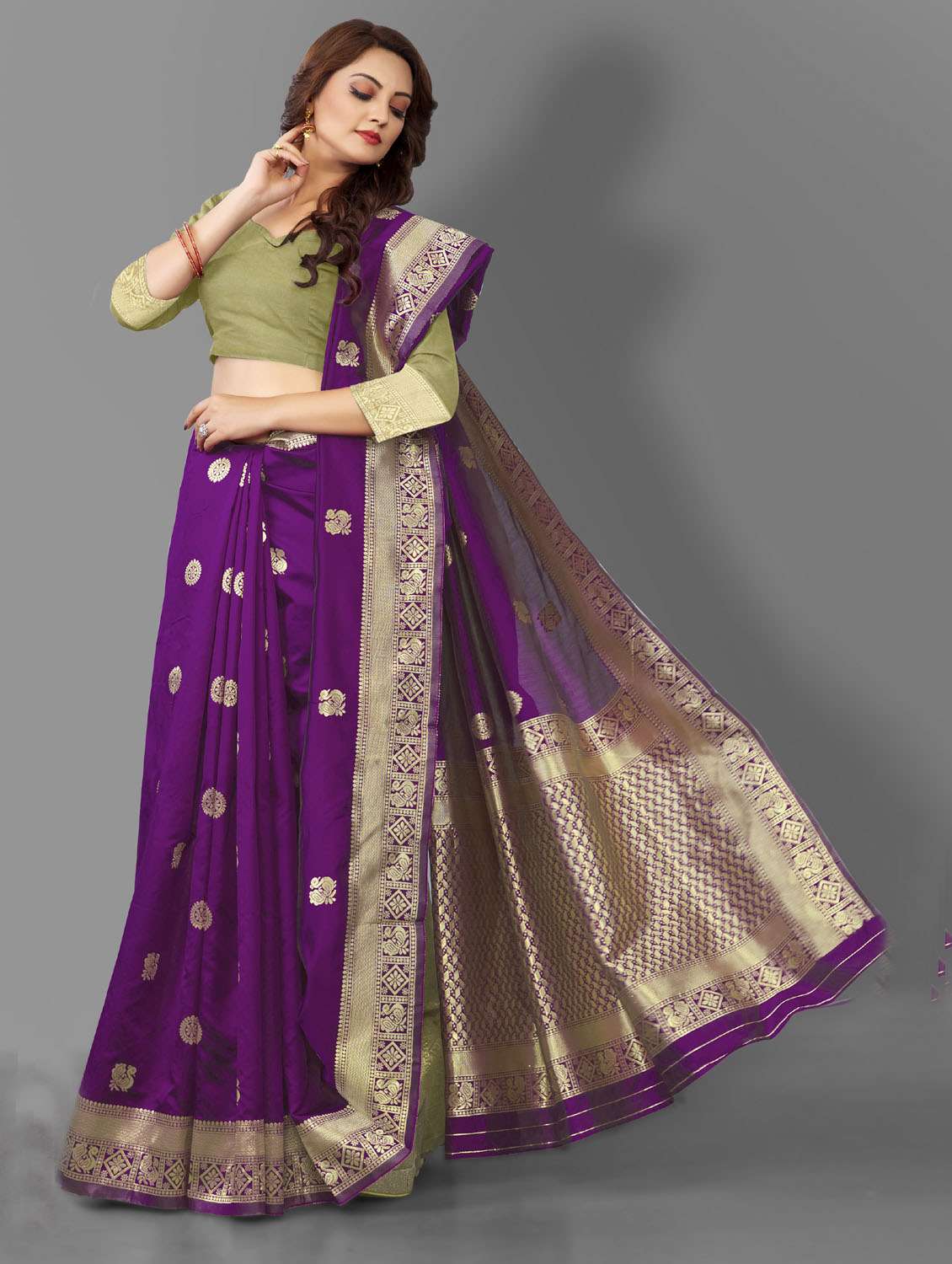 women's self design purple colored saree - 19109791 - Standard Image - 1