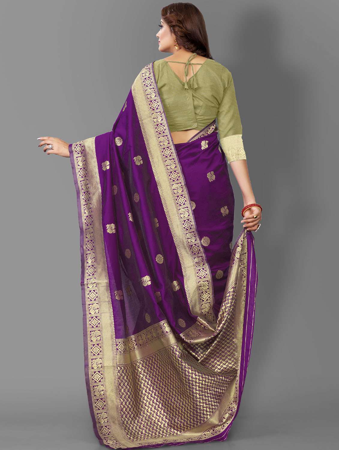 women's self design purple colored saree - 19109791 - Standard Image - 4