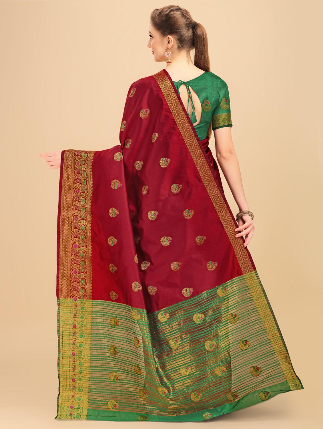 self design zari work woven saree - 19109802 - Standard Image - 4