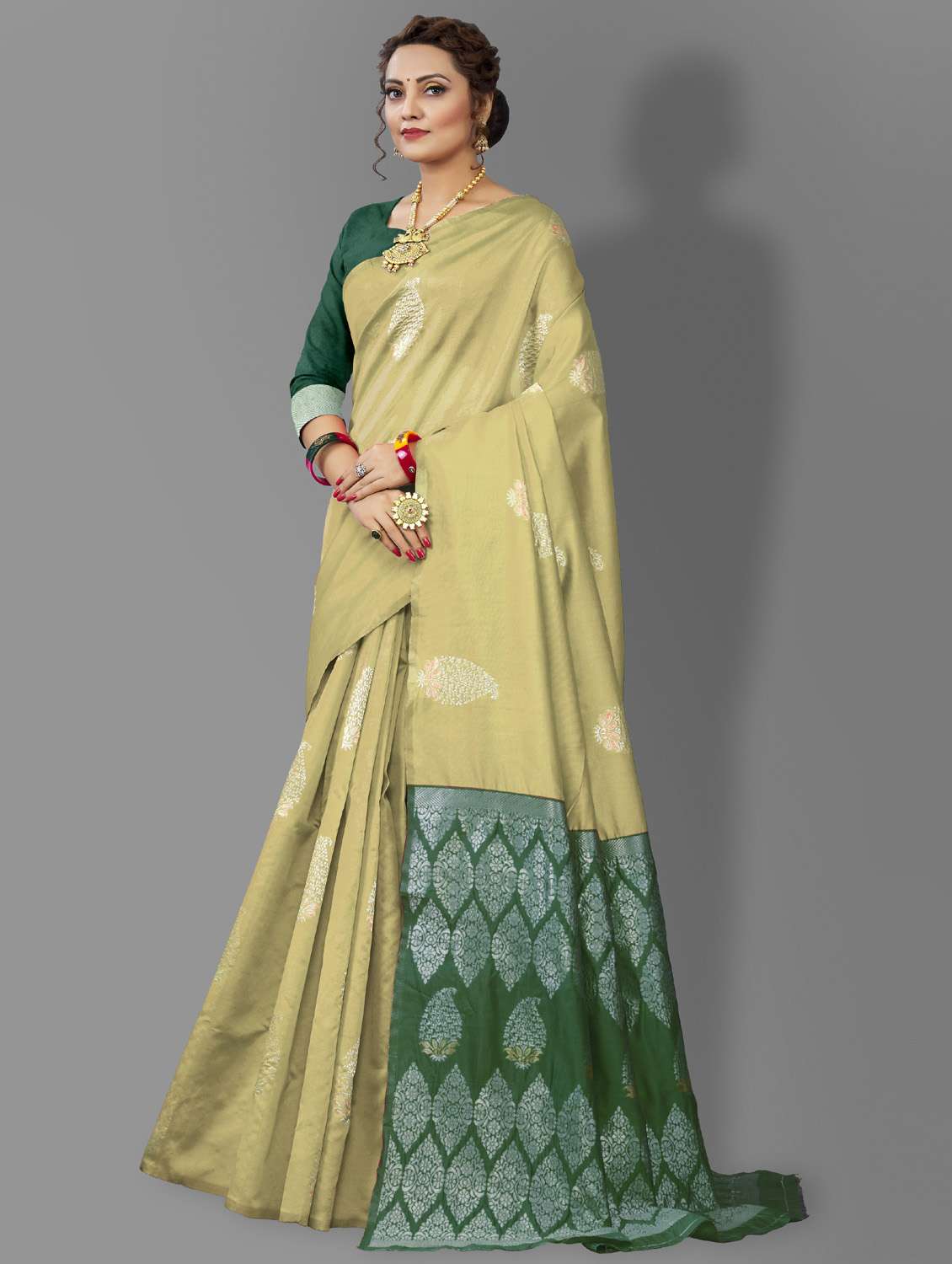 women's self design green colored saree - 19109870 - Standard Image - 1