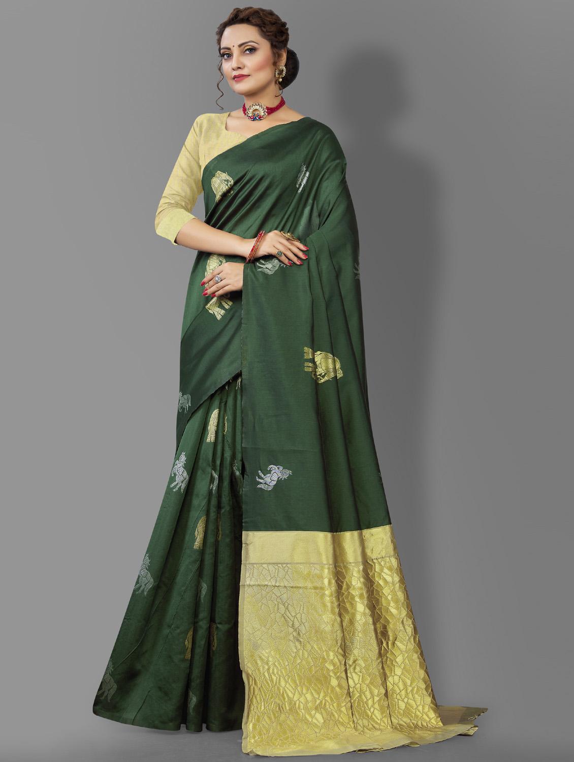 women's self design green colored saree - 19109928 - Standard Image - 1